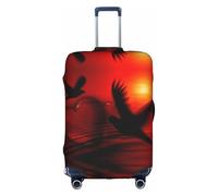 Cchgkpd Bird Love - Funda de equipaje elástica lavable personalizada con estampado artístico de corazón para maletas de 45,7 a 81,3 cm, White, M