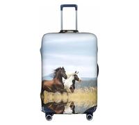 Cchgkpd Funda de equipaje elástica lavable con estampado artístico de caballos corriendo para maletas de 45,7 a 81,3 cm, White, M