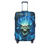 Cchgkpd Funda de equipaje elástica lavable con estampado de calavera fantasma de terror para maletas de 18 a 32 pulgadas, White, S