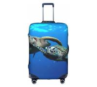 Cchgkpd Funda de equipaje elástica lavable con estampado de dos tortugas submarinas bajo el mar para maletas de 18 a 32 pulgadas, White, L