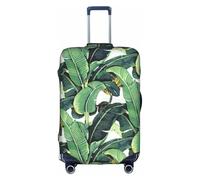 Cchgkpd Funda de equipaje elástica lavable con estampado de hojas de plátano tropical para maletas de 18 a 32 pulgadas, White, XL