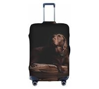 Cchgkpd Funda de equipaje elástica lavable con estampado de labrador retriever marrón para maletas de 18 a 32 pulgadas, White, S