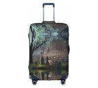 Cchgkpd Funda de equipaje elástica lavable con estampado de terror de Halloween para maletas de 18 a 32 pulgadas, White, M