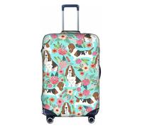 Cchgkpd Sweet Basset Hound - Funda de equipaje elástica lavable con estampado floral para maletas de 18 a 32 pulgadas, White, S
