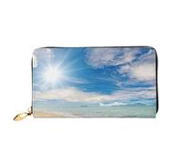 cchgnm Beach Starfish 2 - Cartera larga de piel clásica con estampado de estrella de mar, elegante cartera para hombre con cremallera y múltiples ranuras para tarjetas.