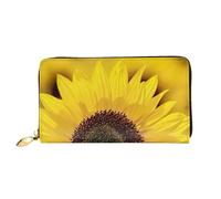 cchgnm Blooming Sunflowers Print Classic Leather Long Clutch Wallet - Cartera de mano larga para hombre con cremallera y múltiples ranuras para tarjetas.