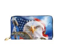 cchgnm Cartera larga clásica de cuero con estampado de bandera de Estados Unidos, elegante cartera para hombre con cremallera y múltiples ranuras para tarjetas.