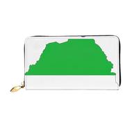 cchgnm Cartera larga clásica de cuero con estampado de mapa de la bandera de Sierra Leona, elegante cartera para hombre con cremallera y múltiples ranuras para tarjetas.
