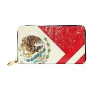 cchgnm Cartera larga de cuero con estampado de bandera mexicana americana, elegante cartera para hombre con cremallera y múltiples ranuras para tarjetas.