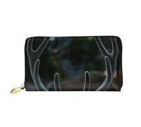 cchgnm Cartera larga de cuero con estampado de cuernos de ciervo para exteriores, elegante cartera para hombre con cremallera y múltiples ranuras para tarjetas.