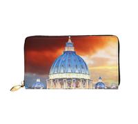 cchgnm Cartera larga de cuero con estampado de la Ciudad del Vaticano, elegante cartera para hombre con cremallera y múltiples ranuras para tarjetas.
