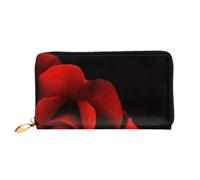 cchgnm Cartera larga de cuero con estampado de rosas rojas, elegante cartera para hombre y mujer con cremallera y múltiples ranuras para tarjetas.