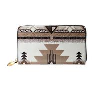 cchgnm Cartera larga de cuero con estampado nativo americano, elegante cartera para hombre y mujer con cremallera y múltiples ranuras para tarjetas.