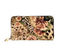 cchgnm Cartera larga de piel clásica con estampado de leopardo a rayas, elegante cartera para hombre con cremallera y múltiples ranuras para tarjetas.