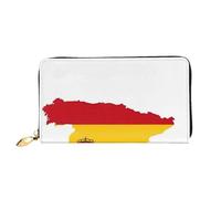 cchgnm Cartera larga de piel clásica con estampado de mapa de la bandera española, elegante cartera para hombre con cremallera y múltiples ranuras para tarjetas.