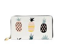 cchgnm Cartera larga de piel clásica con estampado de piña, elegante cartera para hombre y mujer con cremallera y múltiples ranuras para tarjetas.