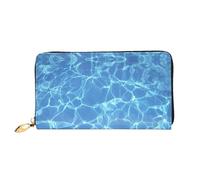 cchgnm Cool Pool Water Print Classic Cartera larga de cuero para hombre, elegante cartera de mujer con cremallera y múltiples ranuras para tarjetas.