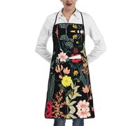 cchgnm Delantal colorido bohemio con estampado floral para adultos, delantal de cinturón ajustable, delantal de chef con bolsillos, adecuado para cocina, restaurante, barbacoa