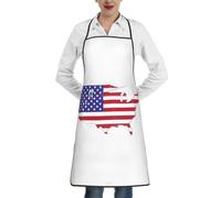 cchgnm Delantal de chef con estampado de mapa de bandera de Estados Unidos, para adultos, con cinturón ajustable, con bolsillos, adecuado para cocina, restaurante, barbacoa