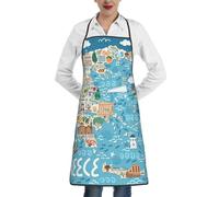 cchgnm Delantal de chef con estampado de mapa de Grecia para adultos, con cinturón ajustable, con bolsillos, adecuado para cocina, restaurante, barbacoa