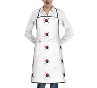 cchgnm Delantal de chef con estampado de mapa de la bandera de Corea para adultos, cinturón ajustable, delantal de chef con bolsillos, adecuado para cocina, restaurante, barbacoa