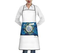 cchgnm Delantal de chef con estampado de mapa de la bandera de Dakota del Sur, para adultos, cinturón ajustable, delantal de chef con bolsillos, adecuado para cocina, restaurante, barbacoa