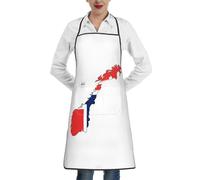 cchgnm Delantal de chef con estampado de mapa de la bandera de Noruega, para adultos, cinturón ajustable, delantal de chef con bolsillos, adecuado para cocina, restaurante, barbacoa