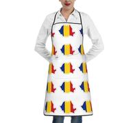cchgnm Delantal de chef con estampado de mapa de la bandera de Rumania para adultos, delantal de chef con bolsillos, adecuado para cocina, restaurante, barbacoa