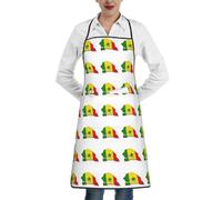 cchgnm Delantal de chef con estampado de mapa de la bandera de Senegal, para adultos, con cinturón ajustable, con bolsillos, adecuado para cocina, restaurante, barbacoa