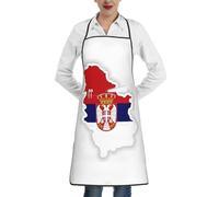 cchgnm Delantal de chef con estampado de mapa de la bandera de Serbia para adultos, delantal de chef con bolsillos, adecuado para cocina, restaurante, barbacoa