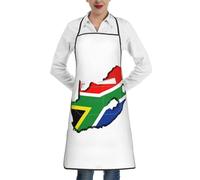cchgnm Delantal de chef con estampado de mapa de la bandera de Sudáfrica, para adultos, con cinturón ajustable, con bolsillos, adecuado para cocina, restaurante, barbacoa