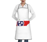cchgnm Delantal de chef con estampado de mapa de la bandera del estado de Tennessee para adultos, delantal de chef ajustable con bolsillos, adecuado para cocina, restaurante, barbacoa