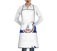 cchgnm Delantal de chef con estampado de mapa de la bandera del estado de Virginia para adultos, delantal de chef con bolsillos, adecuado para cocina, restaurante, barbacoa