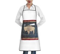 cchgnm Delantal de chef con estampado de mapa de la bandera del estado de Wyoming, para adultos, cinturón ajustable, delantal de chef con bolsillos, adecuado para cocina, restaurante, barbacoa