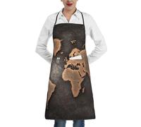 cchgnm Delantal de chef con estampado de mapa del mundo oxidado, para adultos, con cinturón ajustable, con bolsillos, adecuado para cocina, restaurante, barbacoa