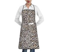 cchgnm Delantal de chef con estampado de piedras de guijarros para adultos, cinturón ajustable, delantal de chef con bolsillos, adecuado para cocina, restaurante, barbacoa