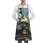 cchgnm Delantal de chef con estampado de tren de vapor, para adultos, con cinturón ajustable, con bolsillos, adecuado para cocina, restaurante, barbacoa
