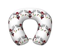 cchgnm Divertida almohada de viaje con estampado de alce de Navidad, almohada de cuello de espuma viscoelástica, almohada portátil para hoteles, camping, personas que duermen de lado y de espalda