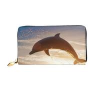 cchgnm Divertida cartera larga de cuero con estampado de delfín de animales, elegante cartera para hombre con cremallera y múltiples ranuras para tarjetas.