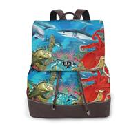 cchgnm Dolphins Sea Turtle Shark Octopus Coral Reef Print Elegant Lightweight Women's Backpack Is Suitable for various occasions such as work, travel and dates.