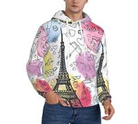 cchgnm French Paris Tour - Sudadera con capucha para hombre, diseño de la Torre Eiffel, de forro polar, informal, de manga larga, Negro, M