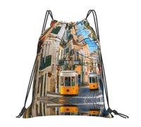 cchgnm Lisbon - Bolsa de gimnasio ligera y plegable con cordón, con estampado de tranvía, multifuncional, para deportes, yoga, viajes