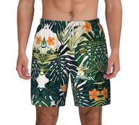 cchgnm Pantalones cortos de playa tropicales de verano con estampado de hojas de palmera hawaiana para hombre, trajes de baño divertidos, pantalones cortos de natación, para la playa o actividades