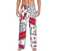 cchgnm Pijama para hombre con estampado de labios y amor en forma de corazón rojo, pijama suave con bolsillo con cordón, pijama casual para dormir, Negro, XXL