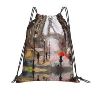 cchgnm Rainy Street In Paris - Bolsa de gimnasio ligera y plegable con cordón, bolsa de almacenamiento multifuncional para deportes, yoga, viajes