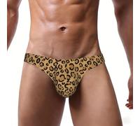 cchgnm Ropa interior para hombre con estampado animal de leopardo salvaje, calzoncillos de bikini, adecuados para entrenamientos de gimnasio y uso diario., Negro, XXL