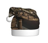 cchgnm Sombrero clásico de Papá Noel con estampado de barco vikingo, accesorios de disfraz de fiesta festiva, utilizado para fiestas de Año Nuevo, fiestas de vacaciones en interiores y exteriores