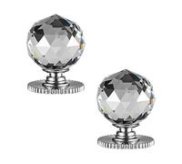CcHhyyt 2 Pomos Autoadhesivos de Cristal Para Gabinete Perilla de Repuesto de 40 mm de Diámetro con adhesivo para Armario Espejo Armario Ventana Cajón de puerta corrediza (Plateado claro de luna)