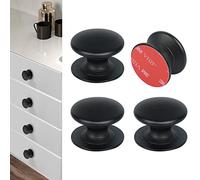 CcHhyyt 4 pomos autoadhesivos para cajones para pegar, botones de aluminio, sin taladrar, mango autoadhesivo para armario, frigorífico, cómoda (negro)