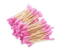 ccHuDE 100 hisopos coloridos de doble cabeza en espiral de algodón para recoger las orejas, bastones de algodón, aplicadores de cosméticos, color rosa